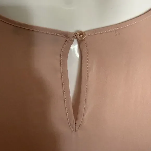 Quince Stretch Silk Top Medium Washable Pink Rose  Womens Short Sleeve Crew Neck - Picture 3 of 8